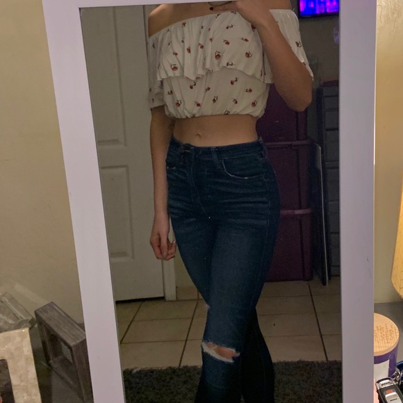 Forever 21 off the shoulder white crop top - Picture 4 of 5